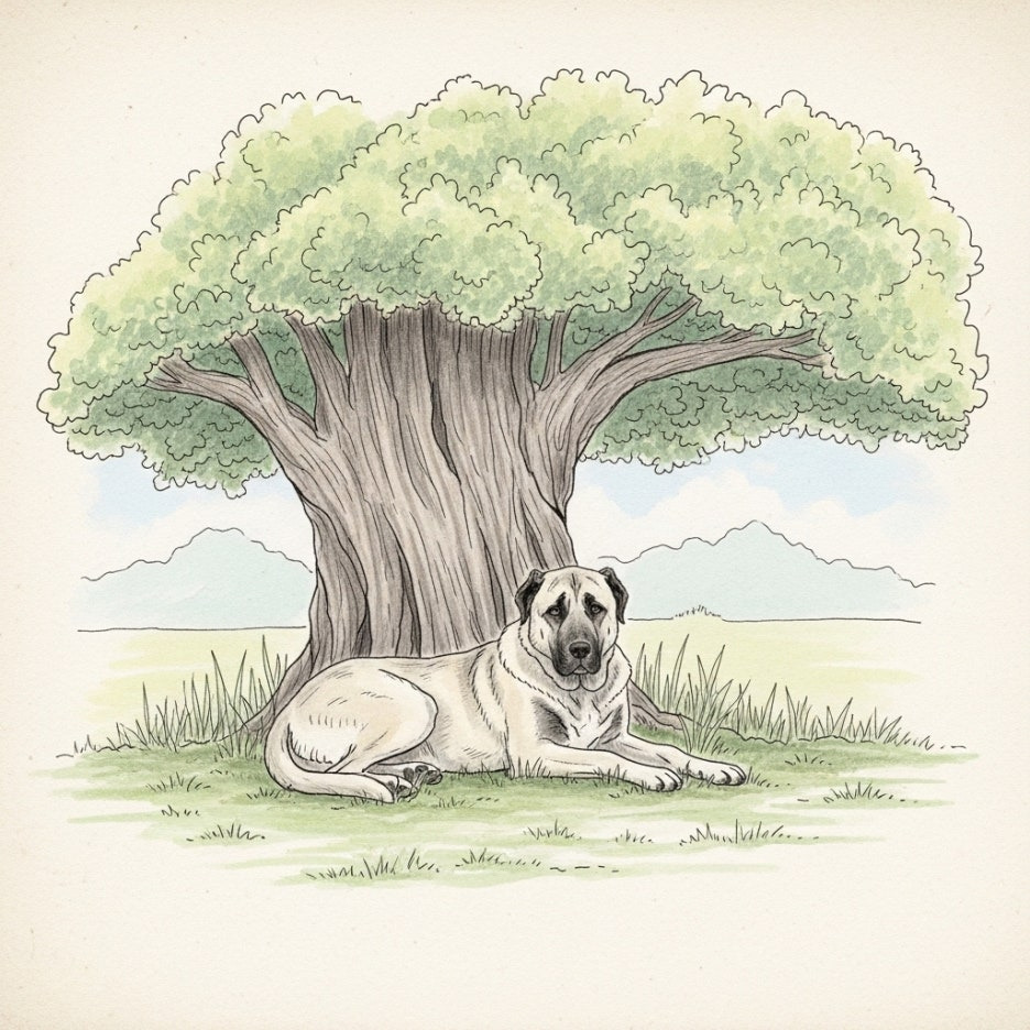 나무 그늘 아래서 휴식을 취하는 캉갈