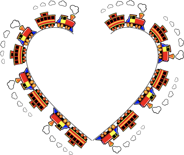 기차 그림으로 만든 하트 모양