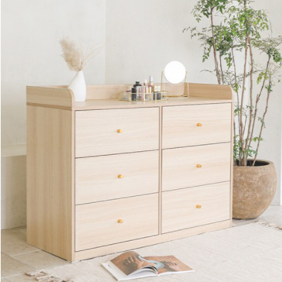 스칸디나 아델라 와이드 3단6칸 가드형 서랍장 1200 방문설치, 오크