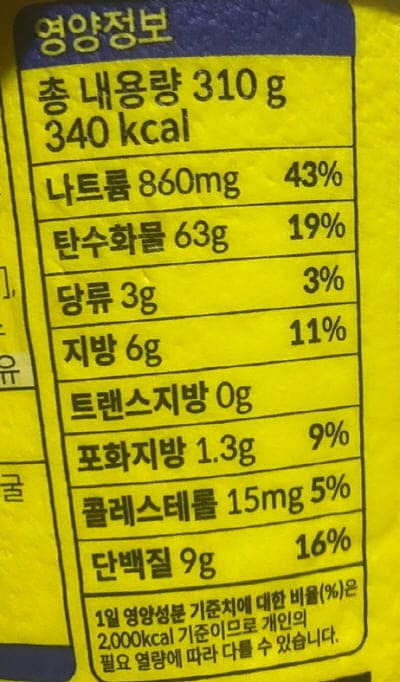 치돌강된장영양정보