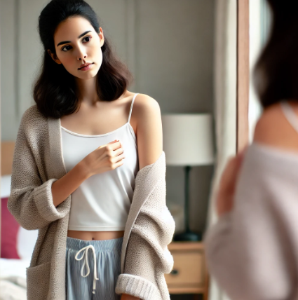 마른비만으로 고민을 하고있는 여성