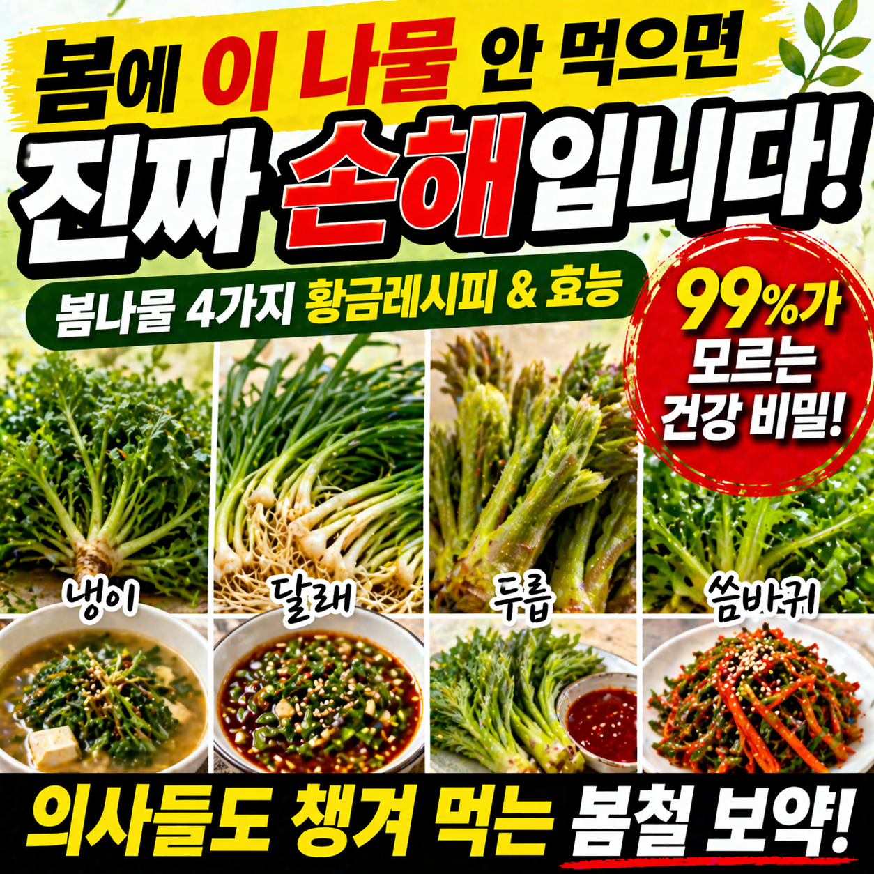 봄나물 4가지 요리 황금레시피, 효능과 처방까지… 봄철 건강 챙기는 최고의 방법