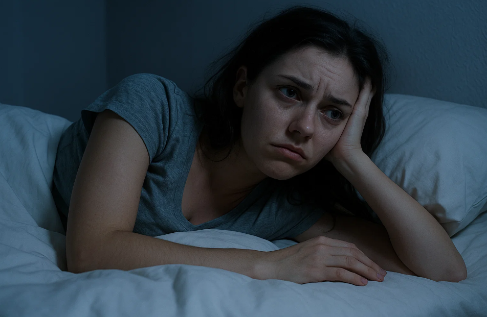 불면증이 있는 여성의 사진
