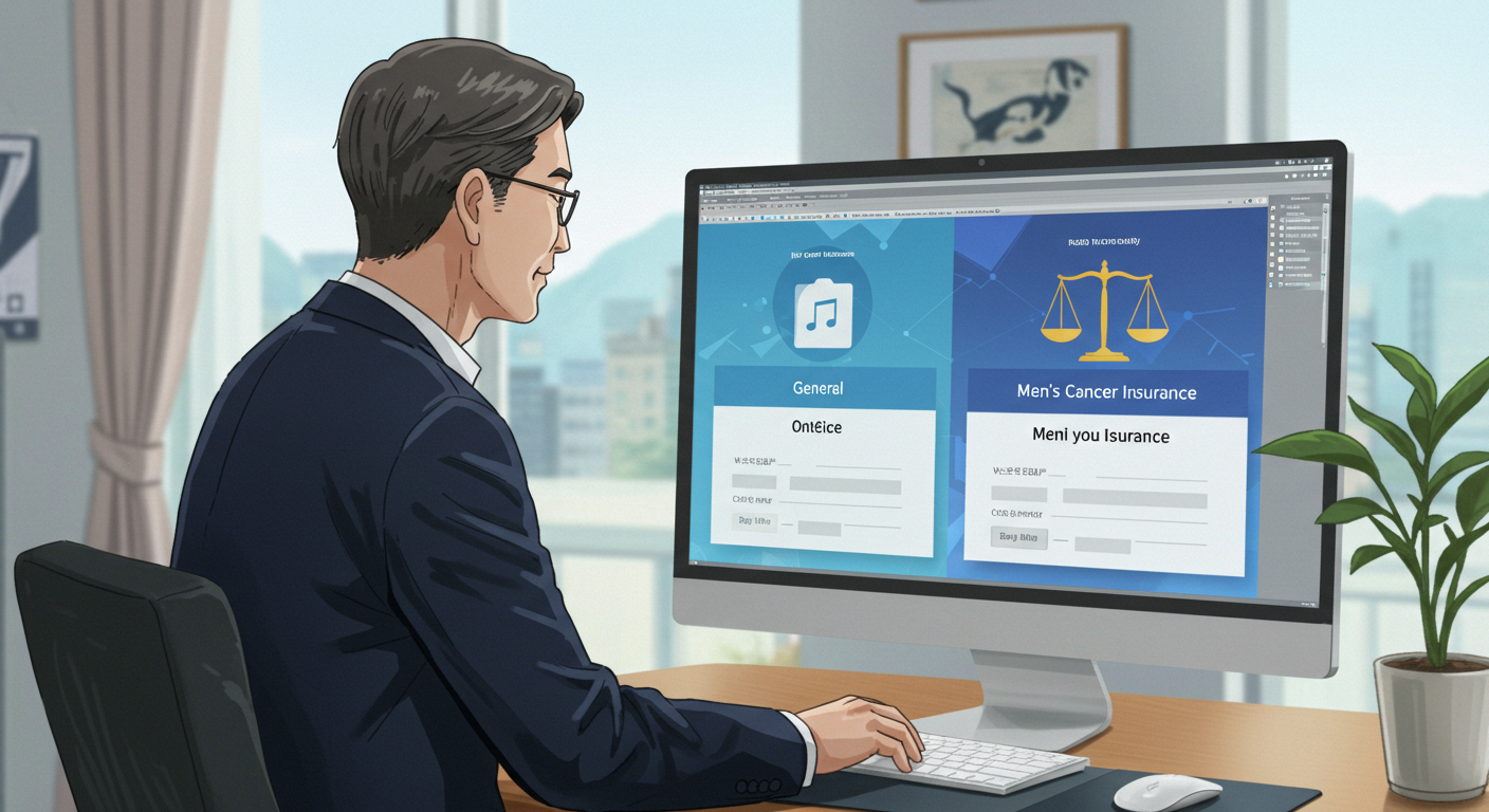 남성 전용 암보험 추천 대상을 비교하는 장면