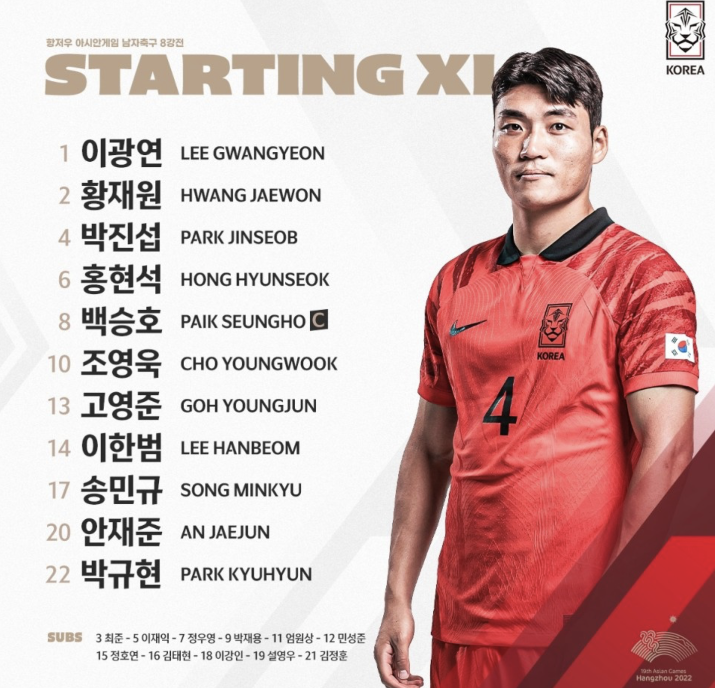 항저우 아시안게임 축구 결승 중계