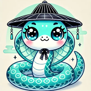 귀여운-푸른-뱀-갓