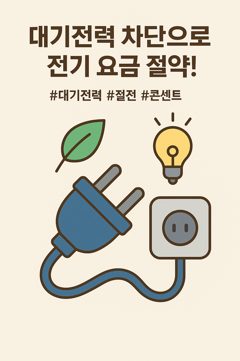 대기 전력 차단 문구와 콘센트 그림