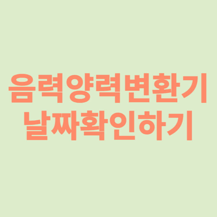 음력양력변환기 날짜확인하기