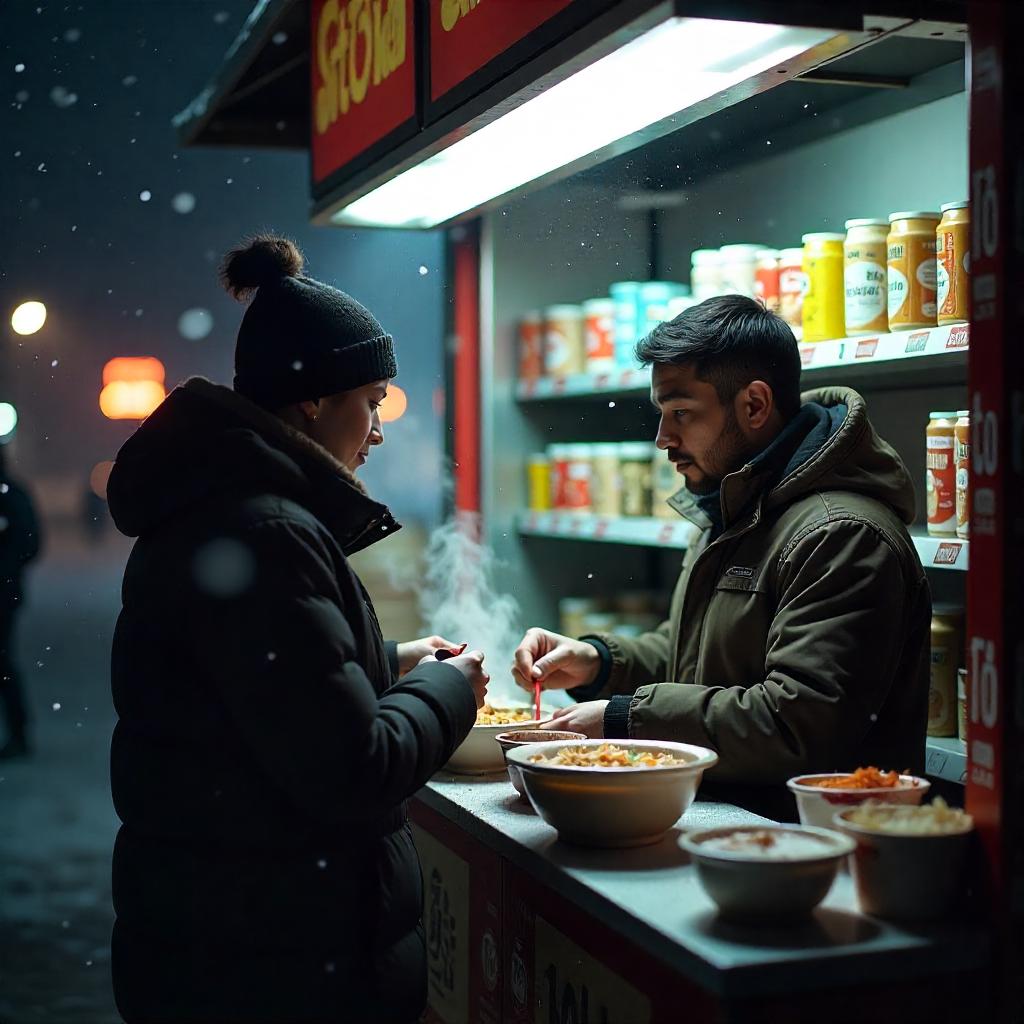 겨울밤을 책임지는 편의점 따뜻한 음식 사진
