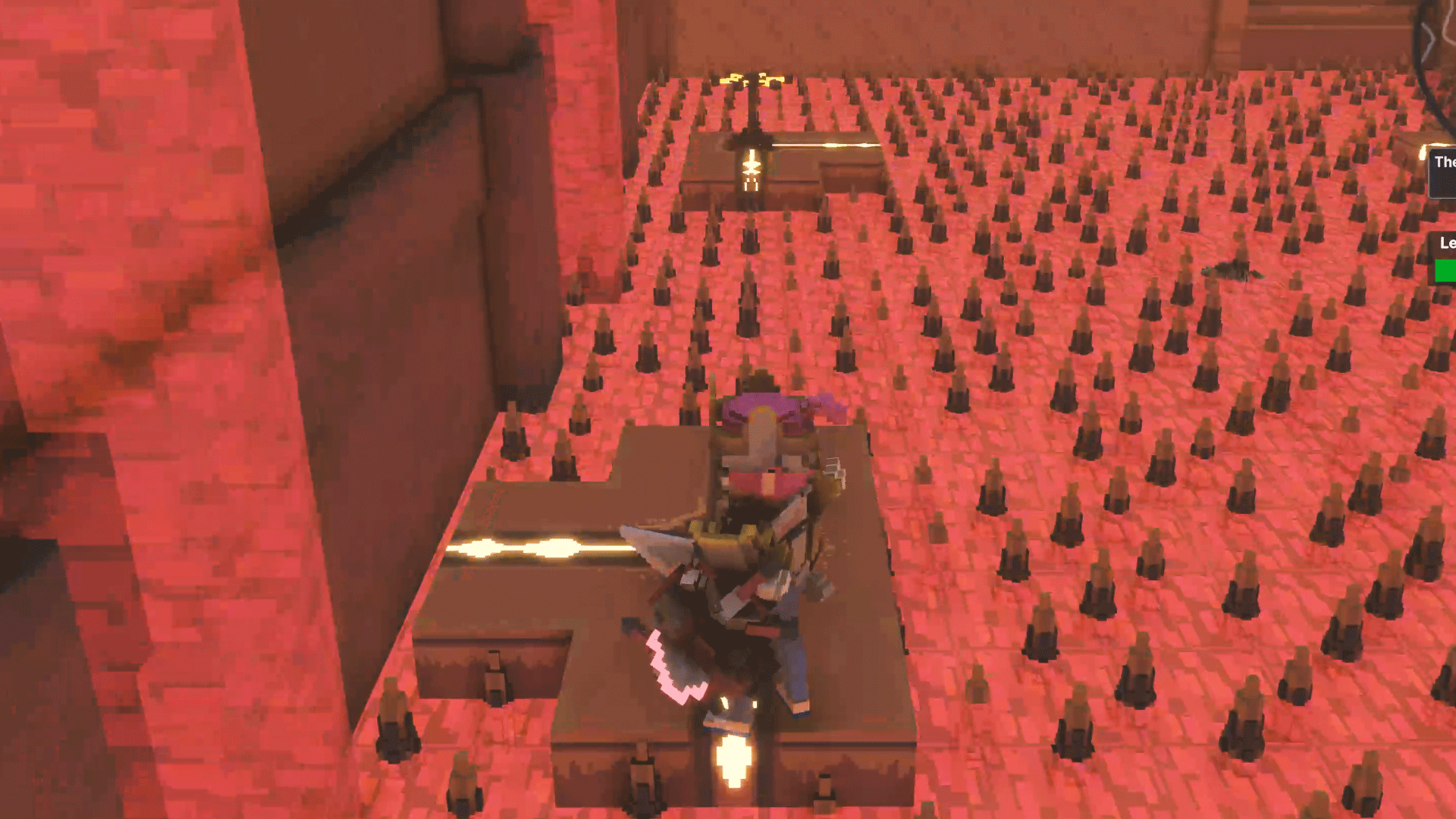 핸들을 돌리기 위헤 멀리 떨어진 발판까지 뛰어야 한다.