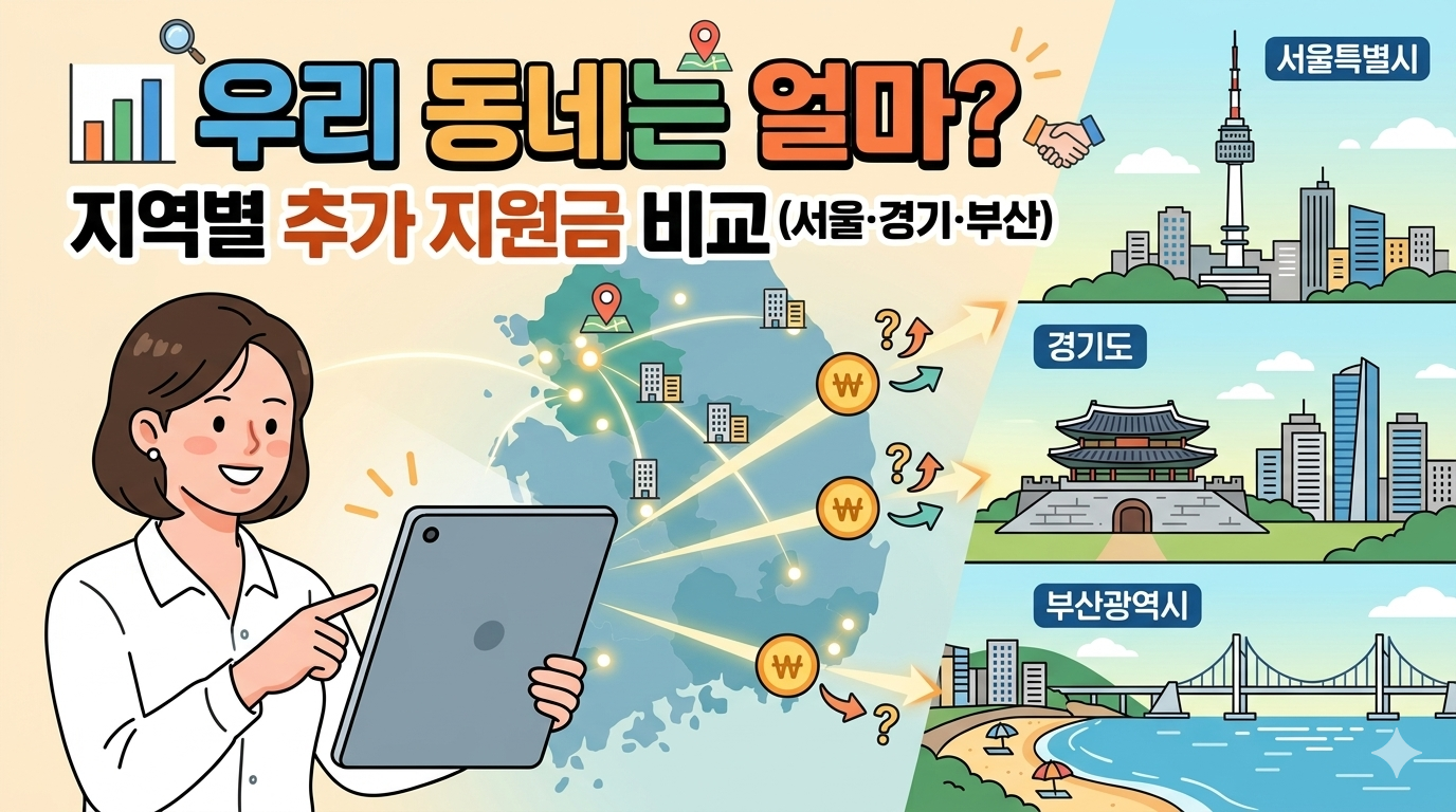 📊 우리 동네는 얼마? 지역별 추가 지원금 비교 (서울&middot;경기&middot;부산)