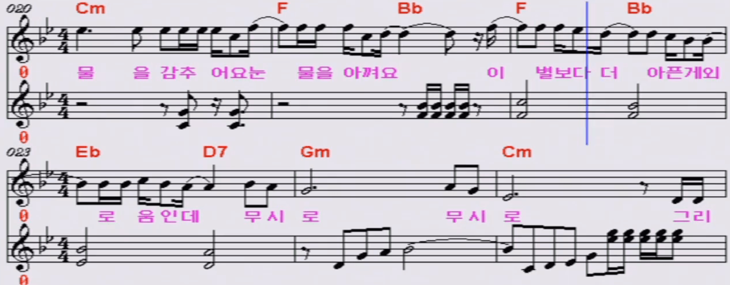 나훈아 무시로 악보