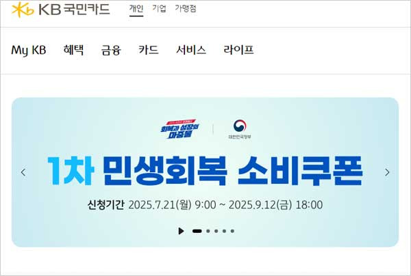 민생회복 소비쿠폰 국민카드 사용방법, 신청방법 및 사용처