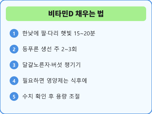 비타민D를 채우는 생활 방법 다섯 가지