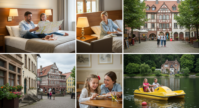 가족 여행 으로 관광지중심에 숙소 선정 으로 편안하게 여행하는 모습