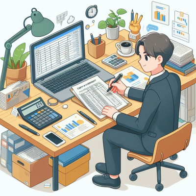 책상 위의 컴퓨터 화면에서 데이터를 다루는 사람의 모습