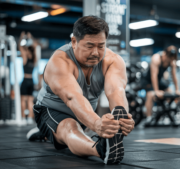 하체 운동중인 50대 남성