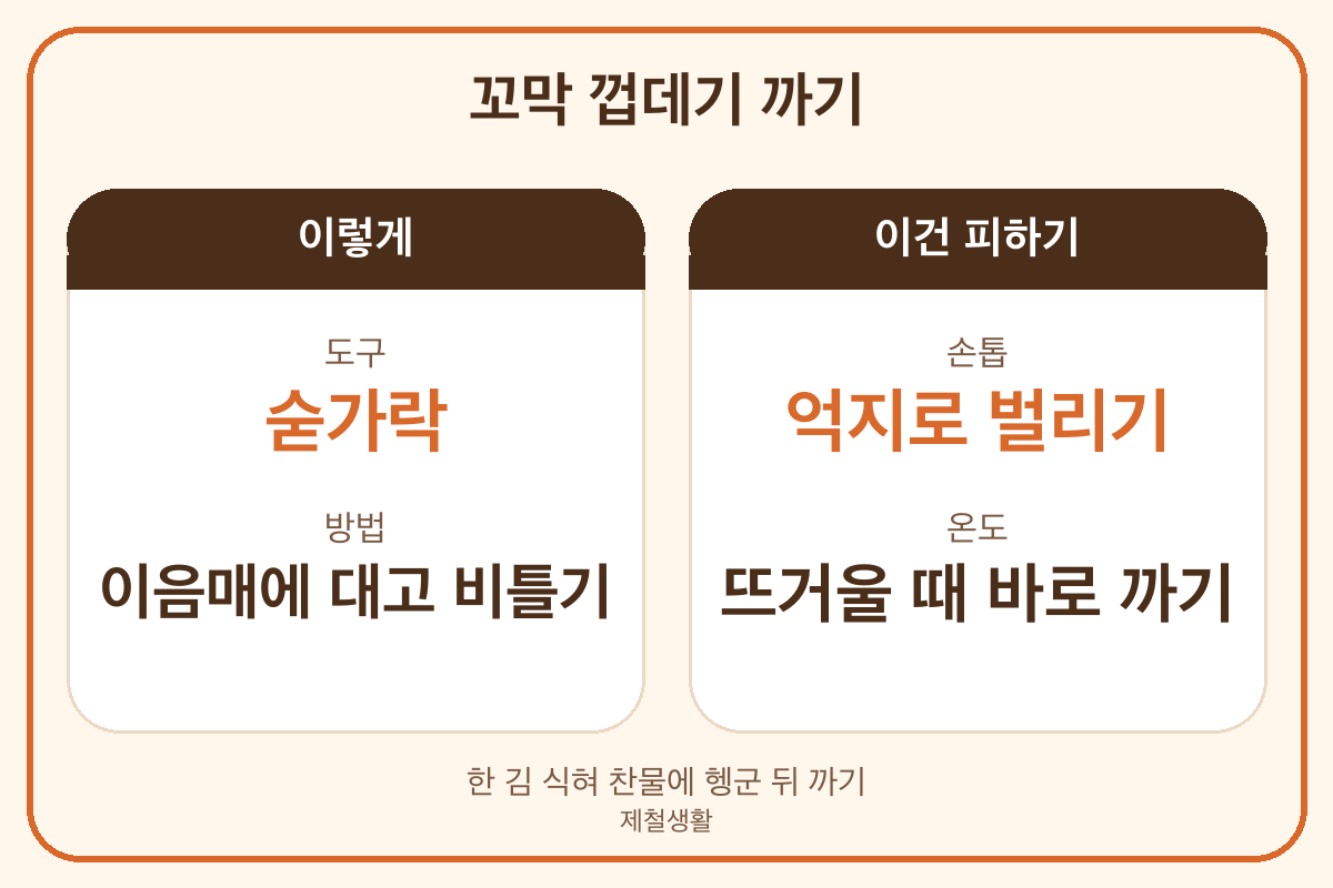 꼬막 껍데기 까는 법 숟가락 이음매 시계 방향