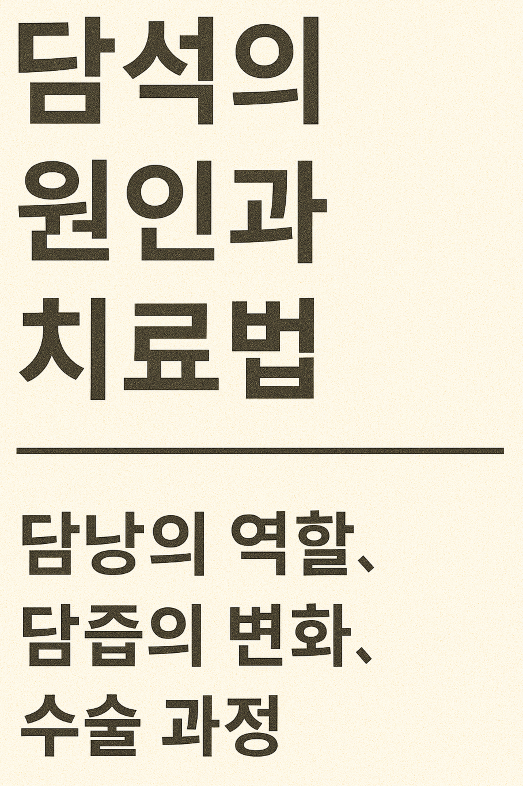 담석의 원인과 치료법 (담낭의 역할, 담즙의 변화, 수술 과정)