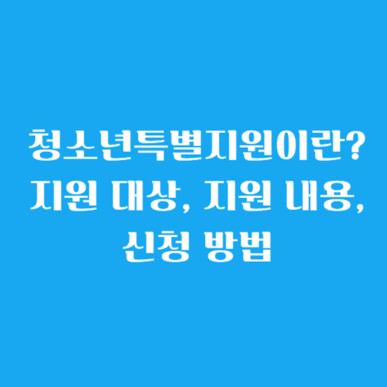청소년특별지원이란? 지원 대상, 지원 내용, 신청 방법