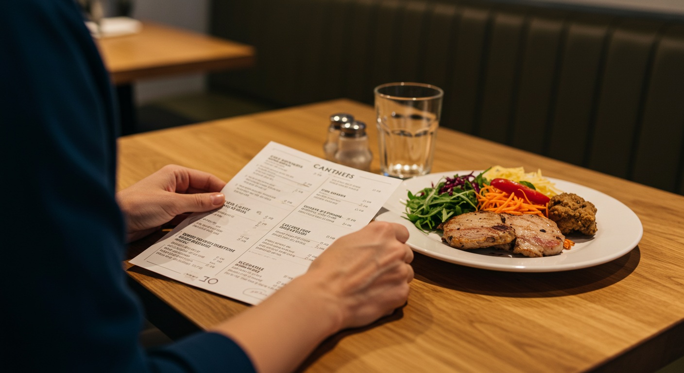식당에서 건강한 메뉴를 선택하는 사람의 모습