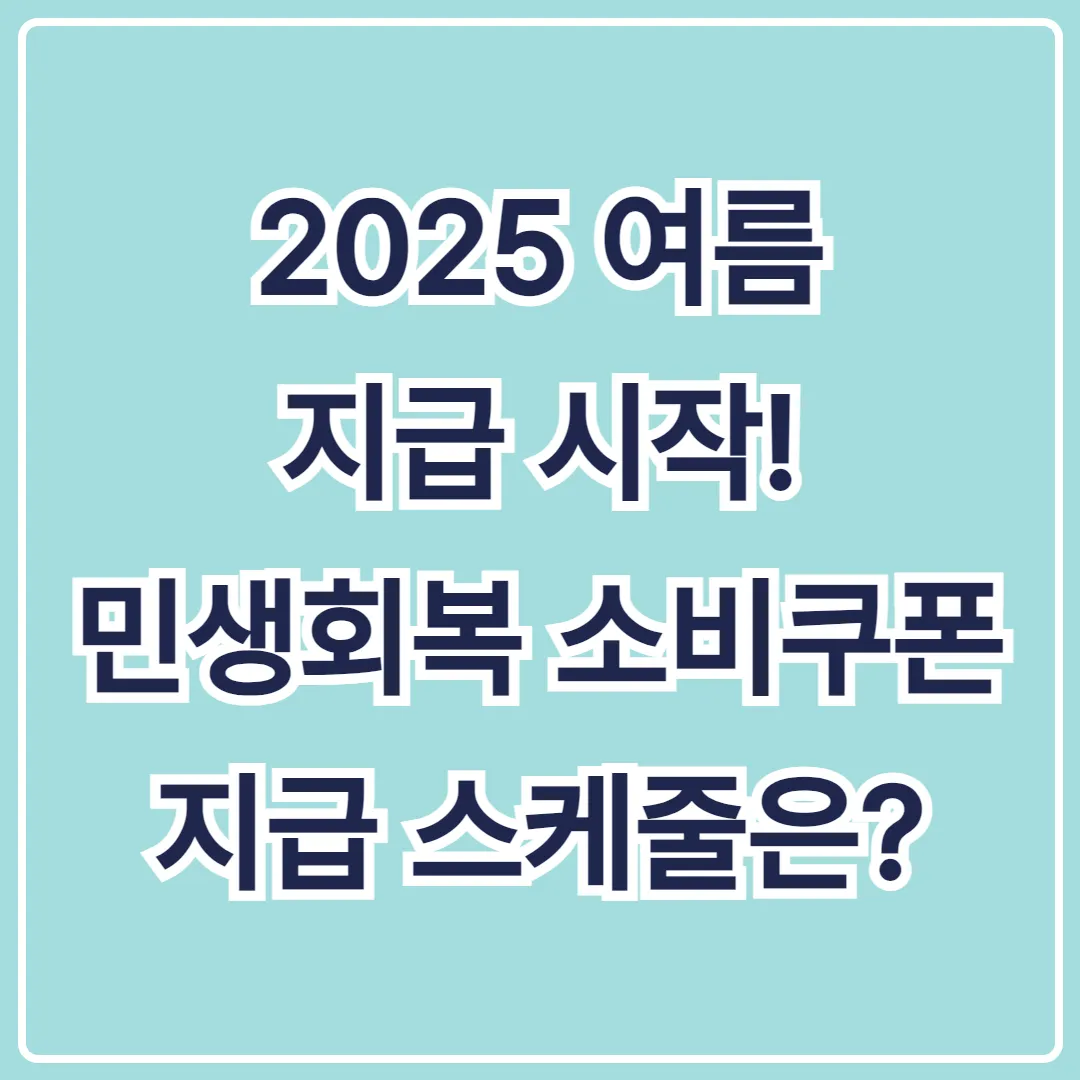 2025 여름 지급 시작! 민생회복 소비쿠폰 지급 스케줄은