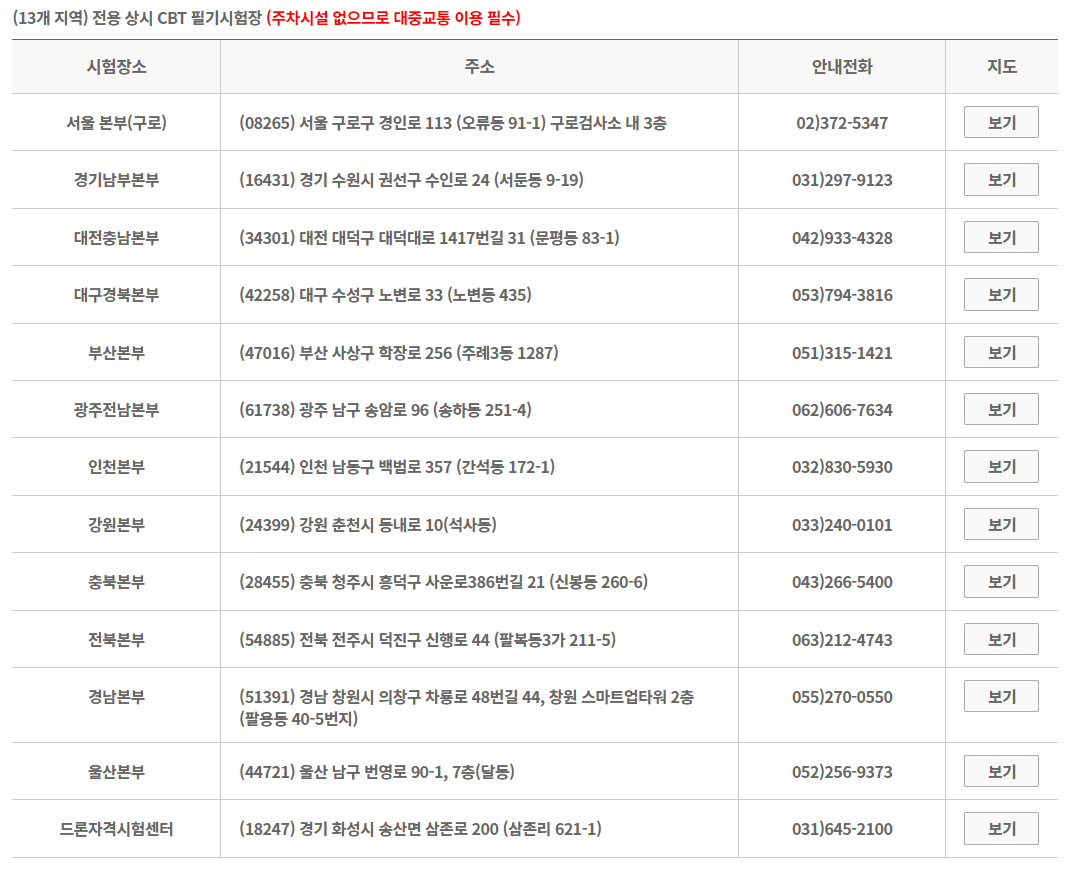 화물운송종사 시험 방문접수 장소