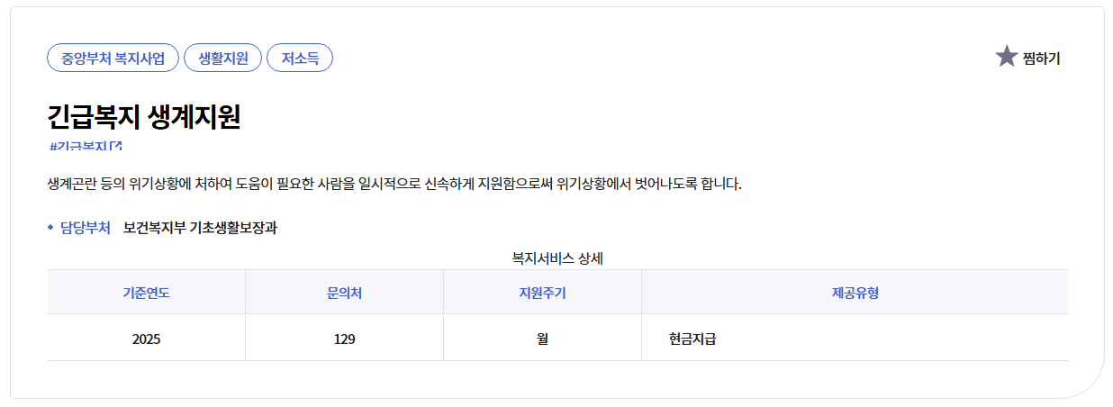 긴급복지생계지원신청방법