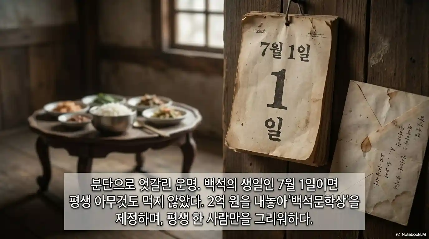 김영한 자야 백석 생일 7월 1일 절식 달력 - 분단으로 이별 후 평생 그리움 간직 백석문학상 2억 제정