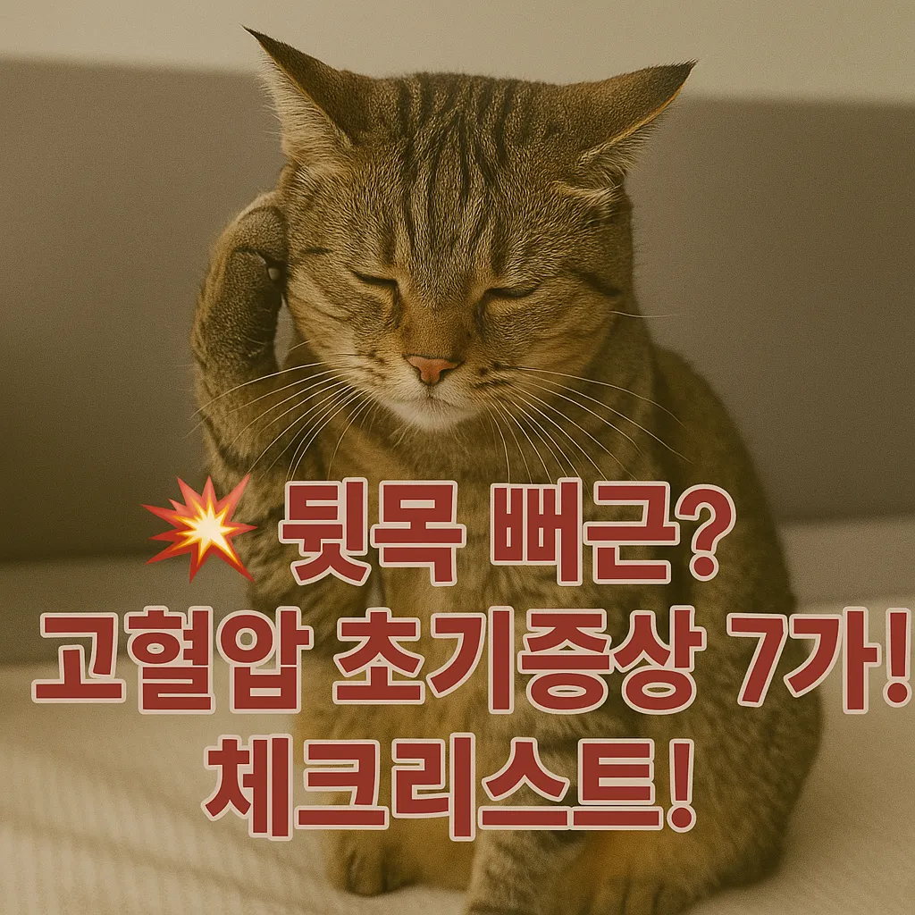 고혈압 초기증상, 뒷목 뻐근 소파 위에서 오른쪽 발을 머리에 대고 눈을 감은 채 뒷목이 불편한 듯한 표정을 짓는 고양이