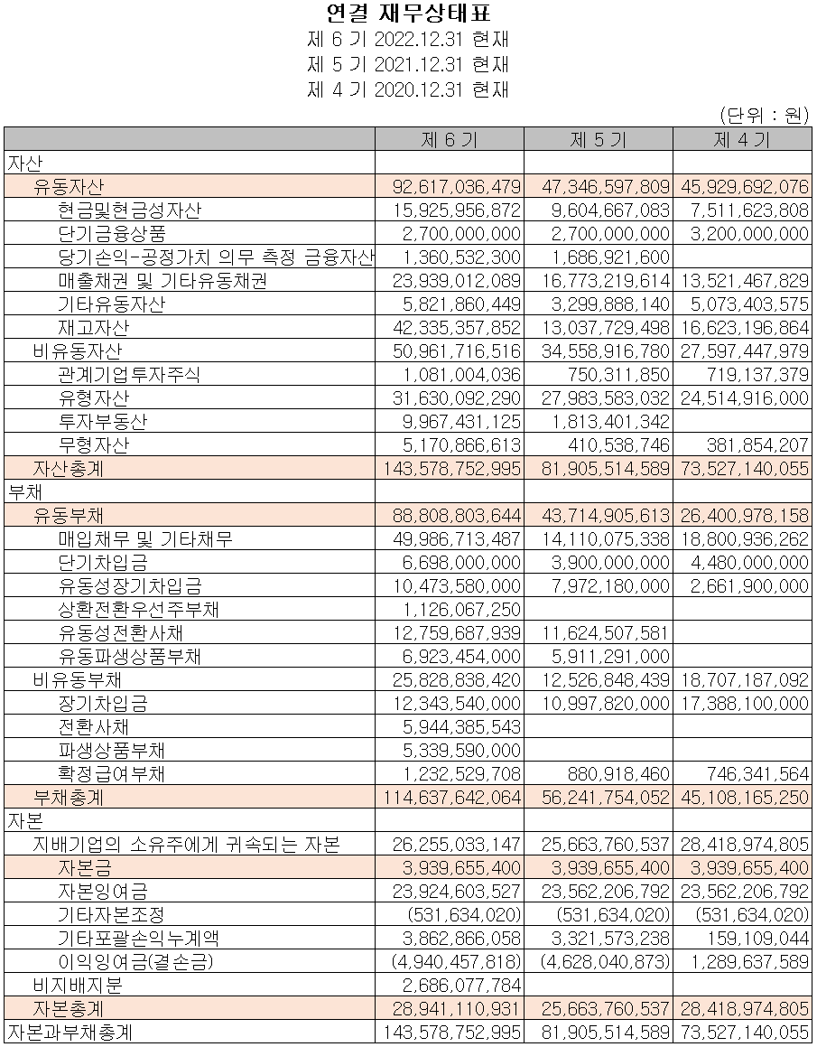 나인테크 - 재무상태표