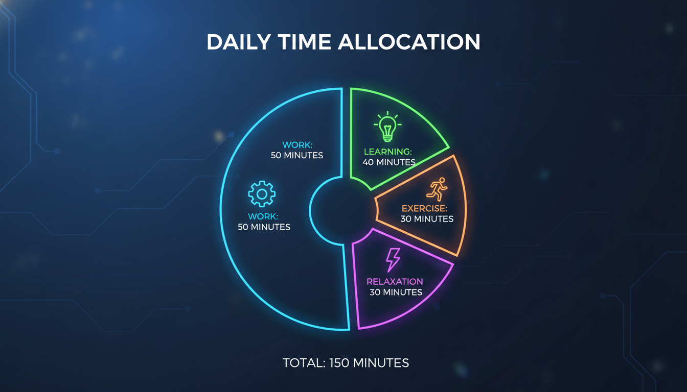 전기기사 실기 과목별 150분 시험시간 배분 전략을 보여주는 파이 차트