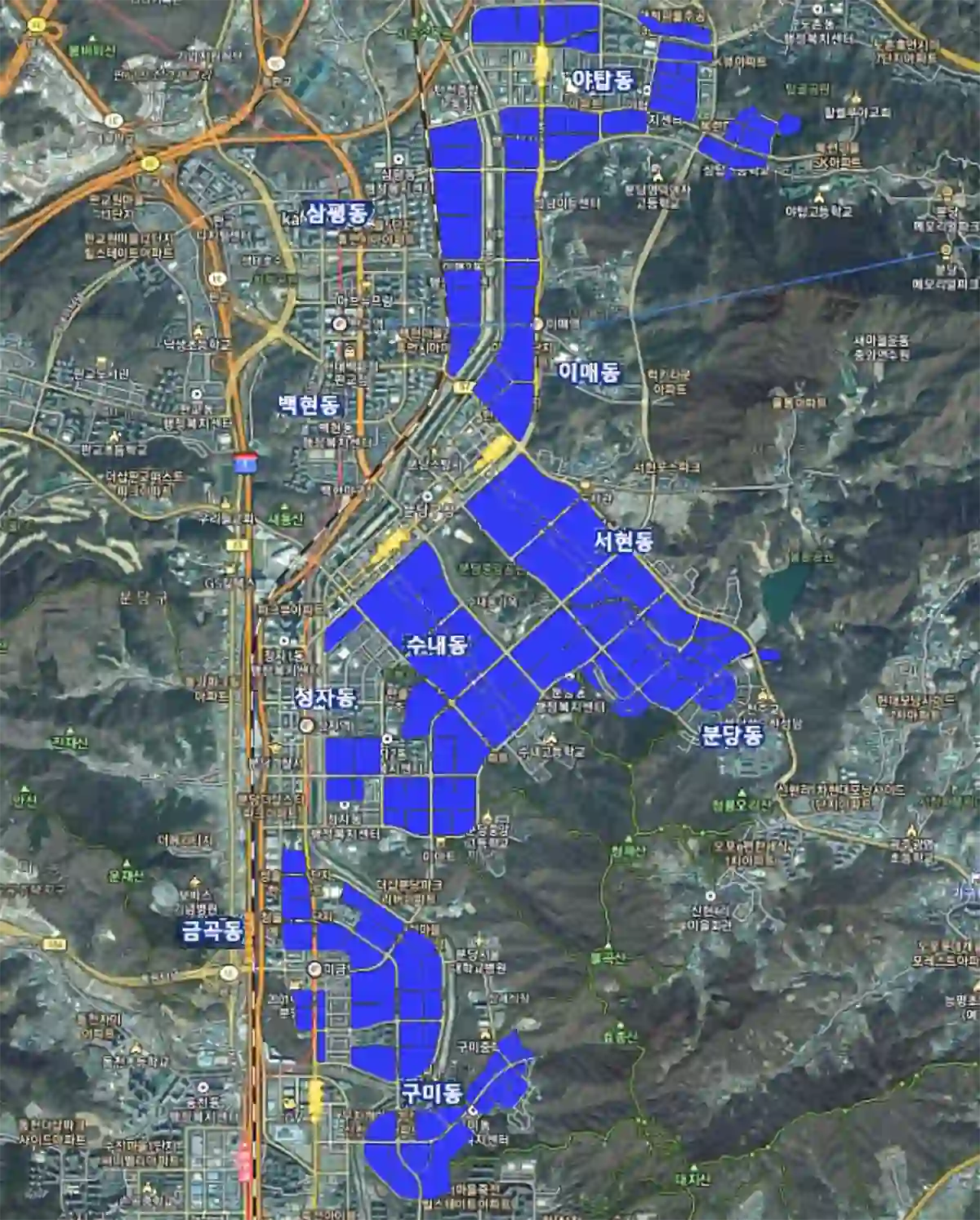 경기도-성남시분당구일대-토지거래허가구역-위치-파란색