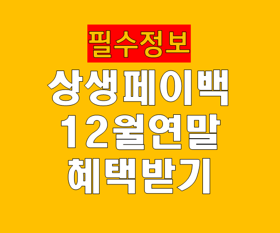 12월 상생페이백 소비법 연말 혜택 받는 3가지 방법