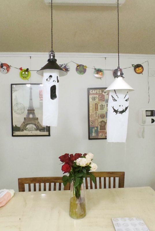 주방펜던트등에 달아준 유령 표정을 만들어준 소창 천