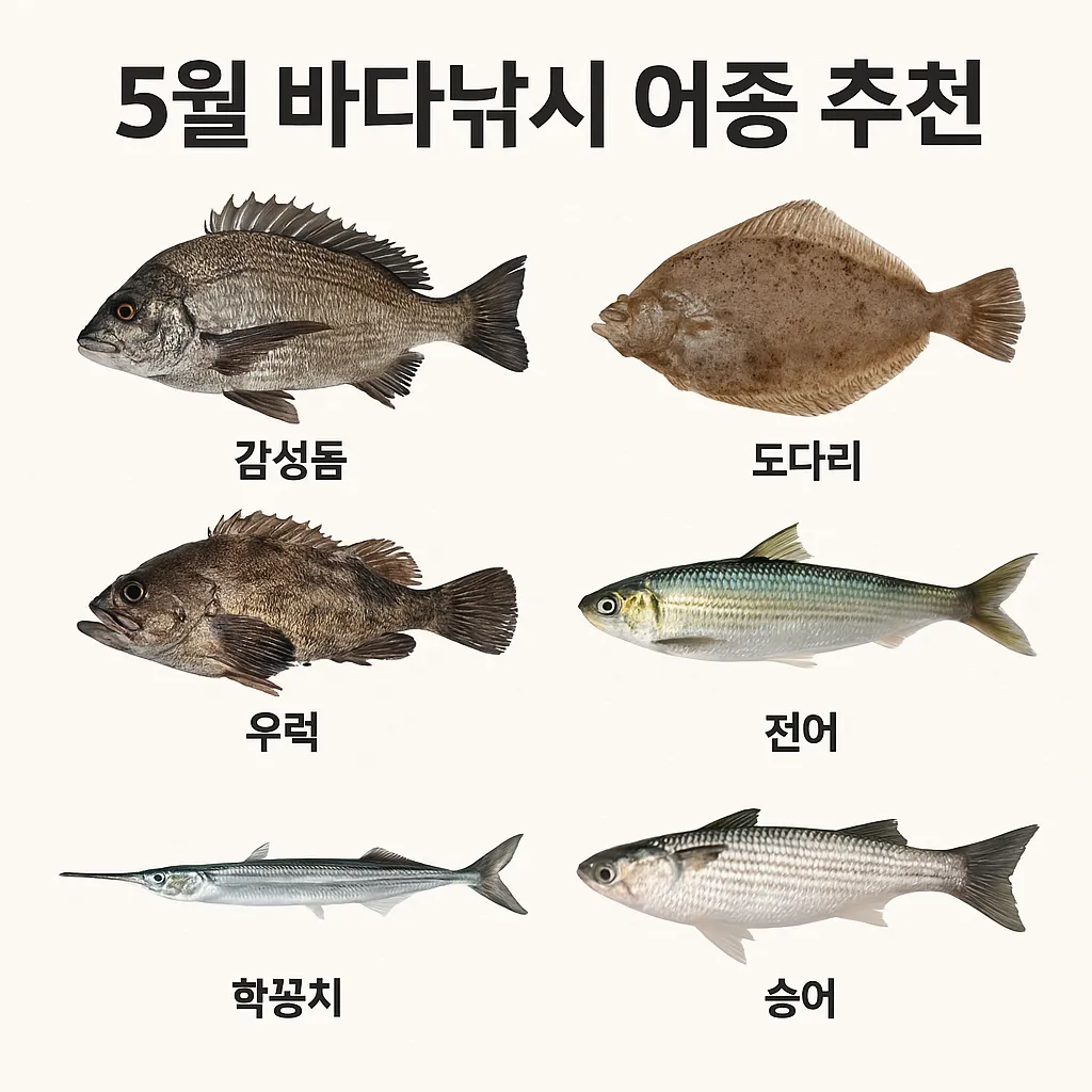 감성돔, 도다리, 학꽁치 등 5월 인기 바다 어종 모음