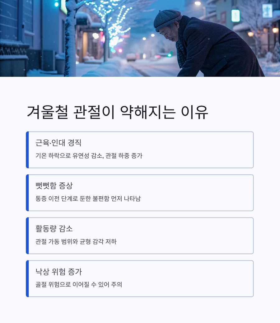 겨울철 관절이 약해지는 원인과 낙상 위험 정리
