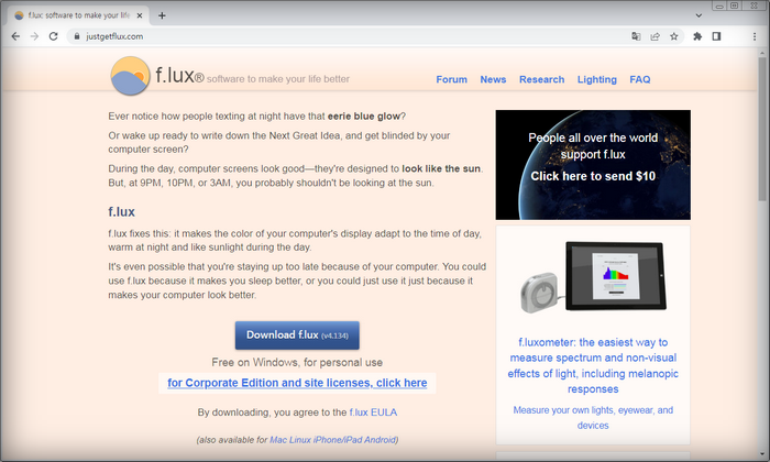 f.lux 홈페이지