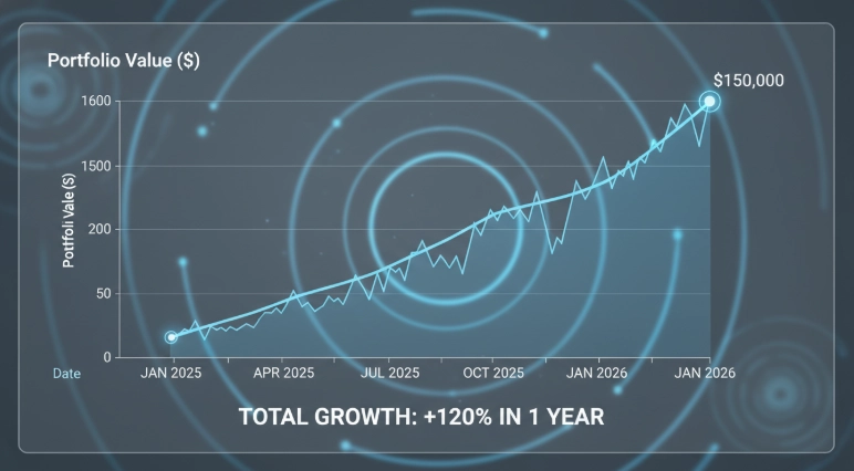 월 10만원 ETF 투자를 통해 1년간 꾸준히 성장하여 15% 수익률을 달성한 계좌의 긍정적인 추이를 보여주는 그래프