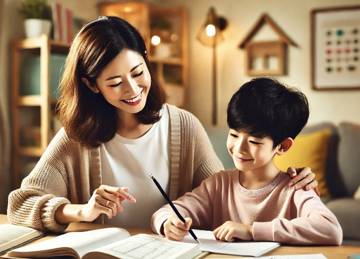 부모가 아이를 도와주는 장면