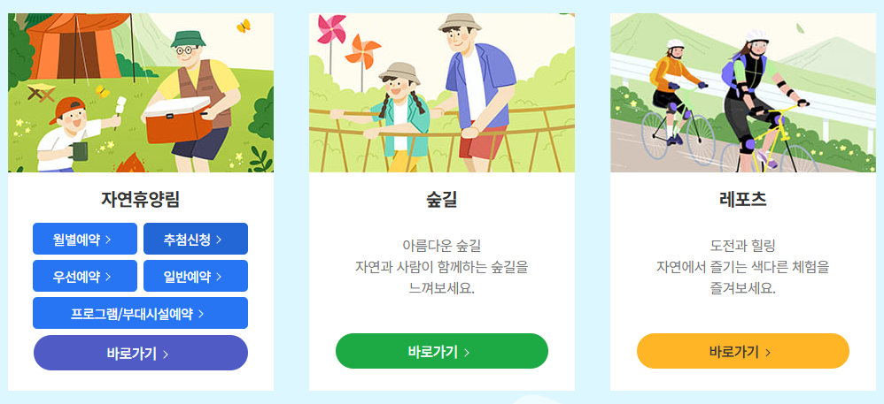 숲나들e 신청화면