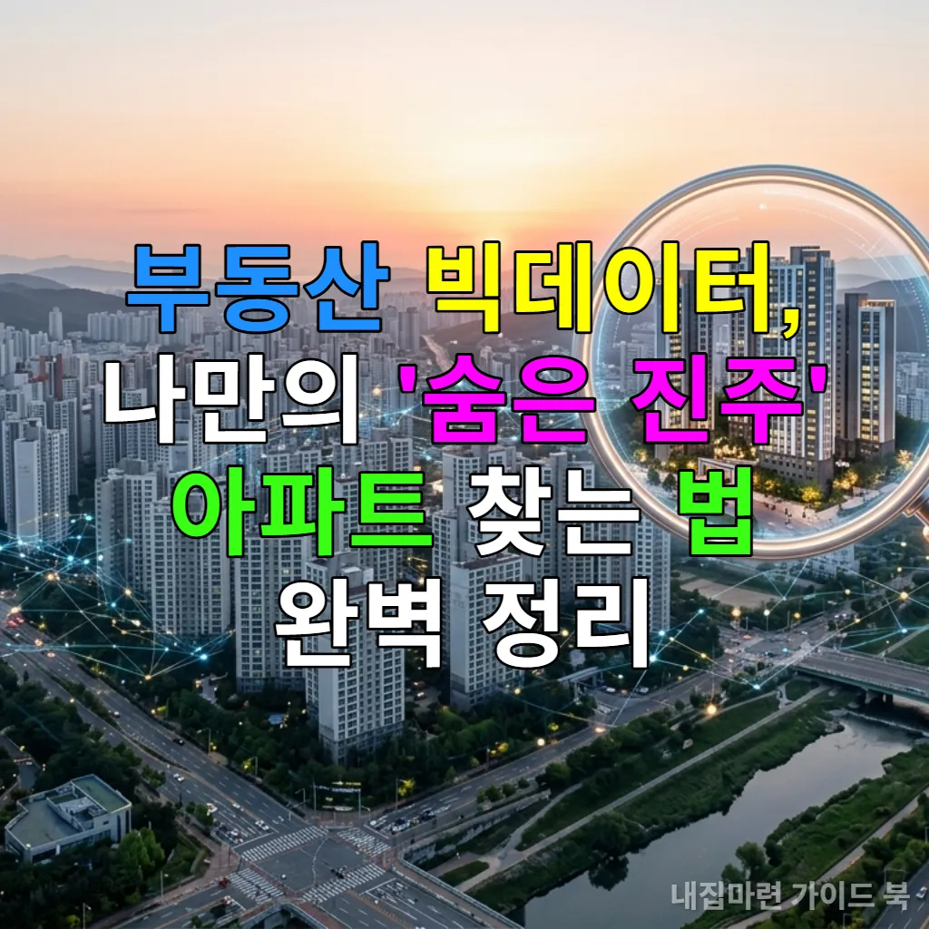 부동산 빅데이터를 활용해 숨은 진주 아파트를 찾는 모습을 상징하는 한국 도시 풍경
