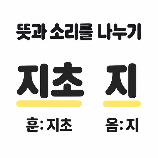 지초 지를 앞부분과 마지막 글자로 나누고 훈은 지초, 음은 지라고 대응시킨 설명