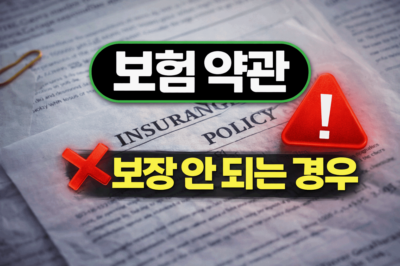 보험 약관 보장 안 되는 경우