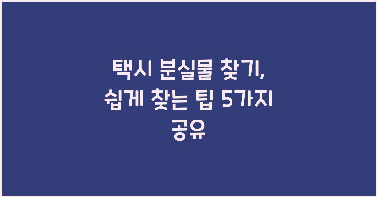 택시 분실물 찾기