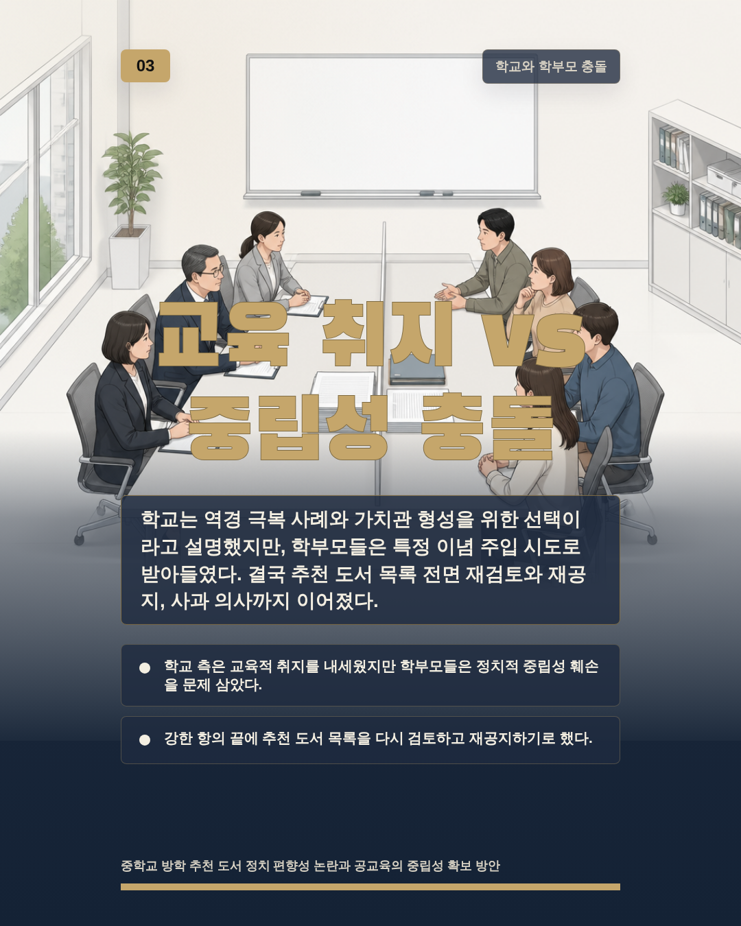 교육 취지 vs 중립성 충돌