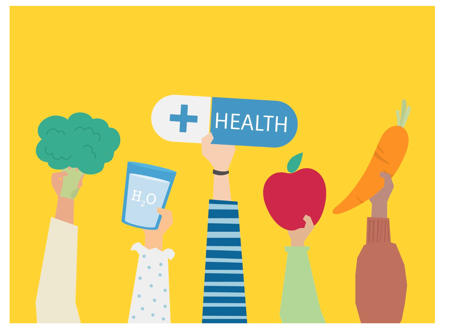 헬스라는 글씨.H2o를 들고 있는 이미지