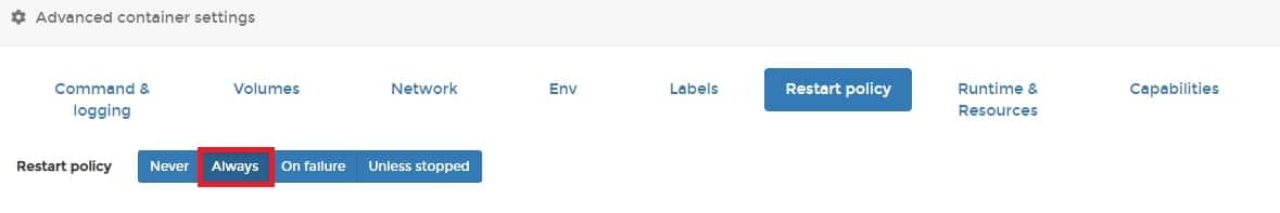 재시작 정책 변경