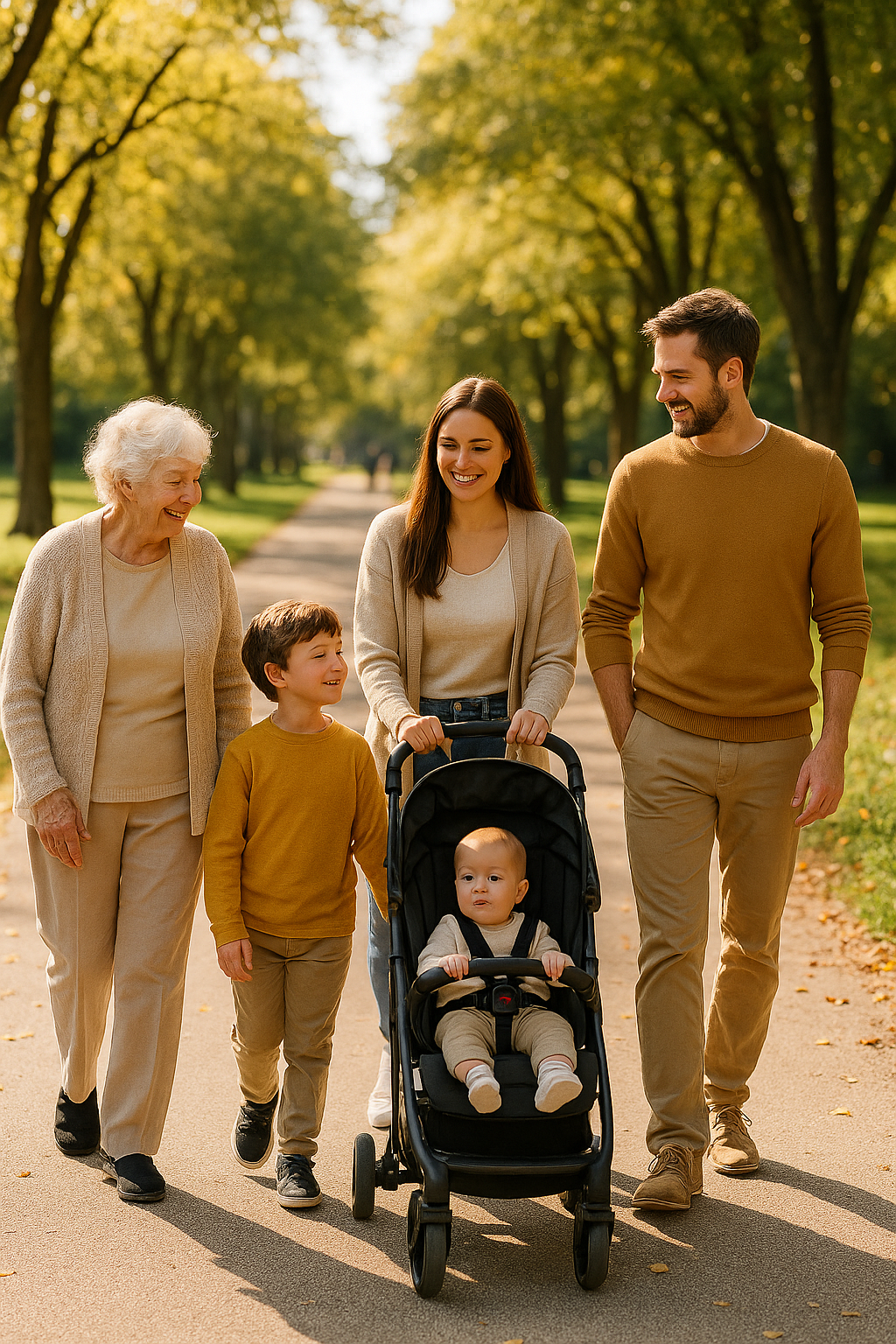 가족여행, 공원산책, 유모차