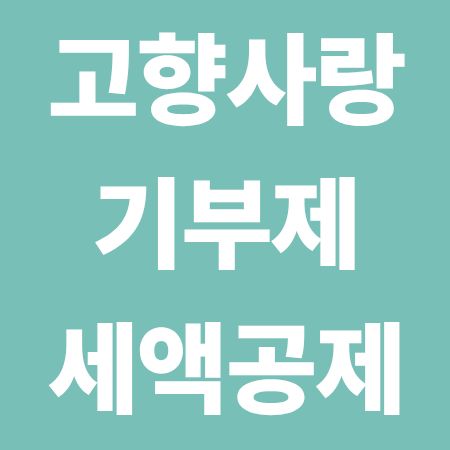 2025년 고향사랑기부제, 세액공제, 한도, 신청방법
